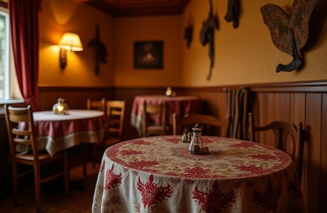 Interior details of the restaurant with traditional Bulgarian decor