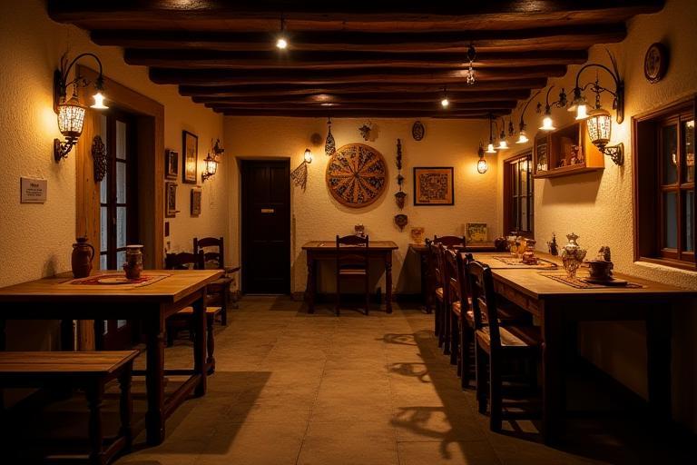 Traditional interior design of the restaurant